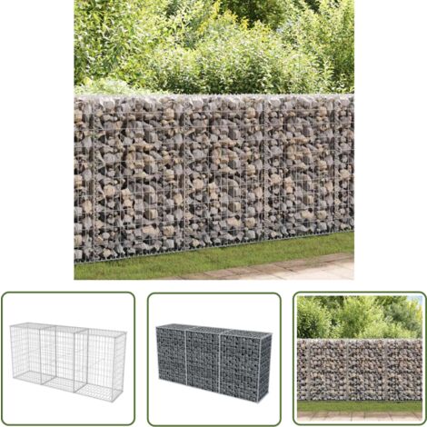 The Living Store Panier de gabion Acier galvanisé 200x50x100 cm - Panneau De Cloture - Clôture Métallique - Clôture Rigide - Gabions - Décoration Extérieur