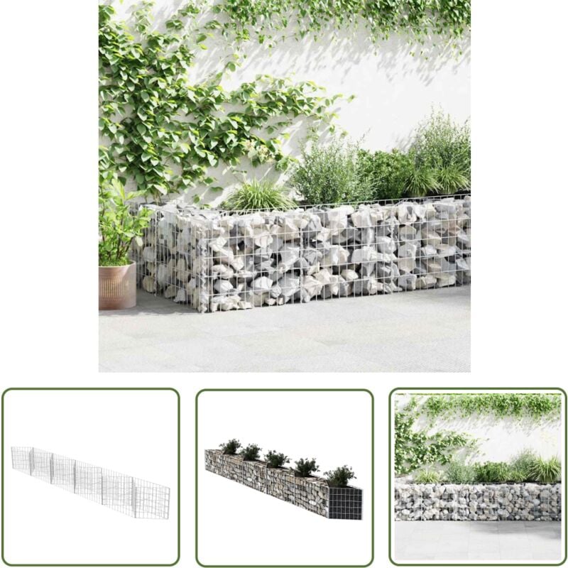 Abcrital - The Living Store Panier de gabion Acier galvanisé 300x30x50 cm - Paniers De Gabions - Clôtures En Métal - Barriere Jardin - Décoration