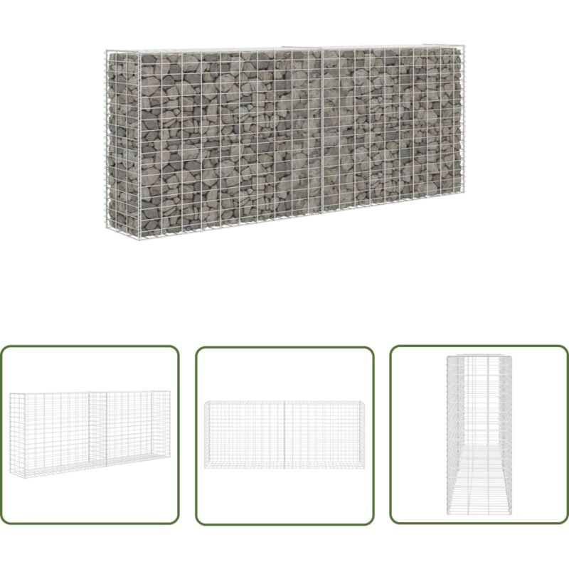 Panier de gabion Acier inoxydable 85x30x200 cm - Gabion - Clôture - Muret - Décoration Extérieure - Aménagement Paysager - The Living Store