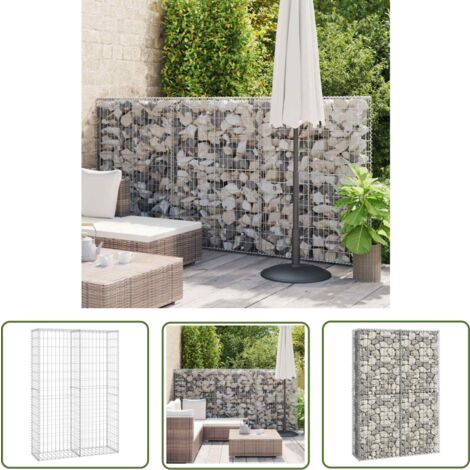 The Living Store Panier de gabion avec couvercle Fil galvanisé 150x100x30 cm - Panier De Gabion - Clôture Métallique - Mur De Soutènement - Décoration Extérieur - Jardin