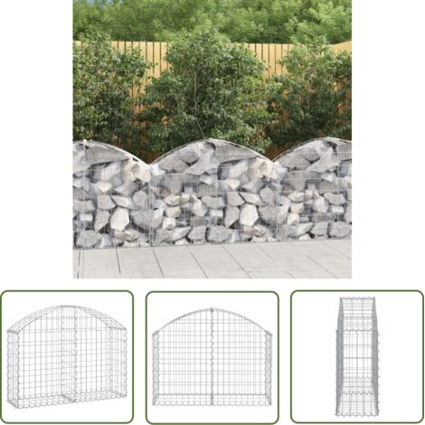 The Living Store Panier de gabions arqué 100x30x60/80 cm Fer galvanisé - Paniers De Gabions - Mur De Gabions - Clôture De Jardin - Décoration Jardin - Barrieres Jardin