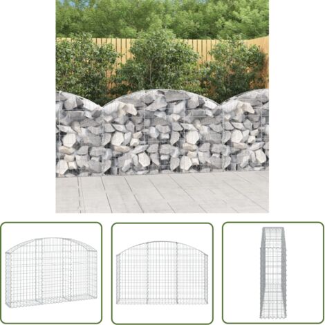 The Living Store Panier de gabions arqué 150x30x80/100 cm Fer galvanisé - Paniers De Gabions - Mur De Gabions - Clôture De Jardin - Décoration Jardin - Barrieres Jardin