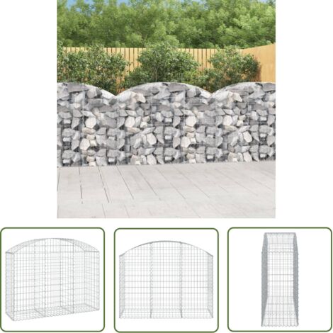 The Living Store Panier de gabions arqué 150x50x100/120 cm Fer galvanisé - Paniers De Gabions - Mur De Gabions - Clôture De Jardin - Décoration Extérieure - Barrieres De Jardin