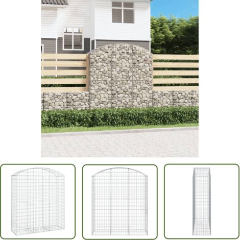 The Living Store Panier de gabions arqué 150x50x160/180 cm Fer galvanisé - Paniers De Gabions - Mur De Gabions - Clôture Végétale - Décoration Jardin - Barrieres Jardin