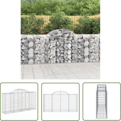 The Living Store Panier de gabions arqué 200x50x100/120 cm Fer galvanisé - Paniers De Gabions - Mur De Gabions - Clôture De Jardin - Décoration Extérieure - Barrieres Jardin