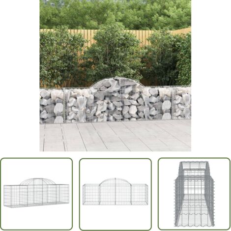 The Living Store Panier de gabions arqué 200x50x60/80 cm Fer galvanisé - Paniers De Gabions - Mur De Gabions - Clôture De Jardin - Décoration Jardin - Barrieres Jardin