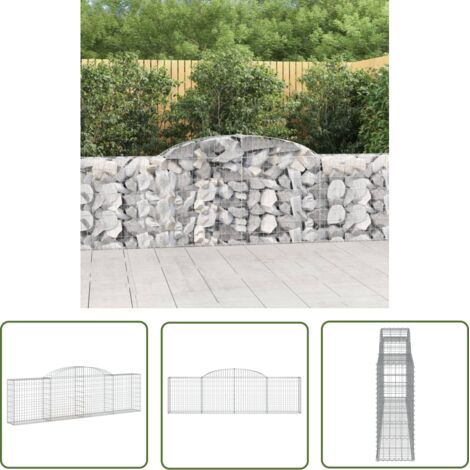 The Living Store Panier de gabions arqué 300x30x80/100 cm Fer galvanisé - Paniers De Gabions - Mur De Gabions - Clôture De Jardin - Décoration Extérieure - Barrieres Jardin