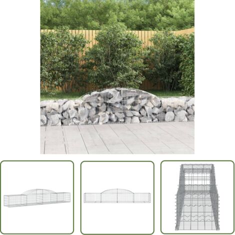 The Living Store Panier de gabions arqué 300x50x40/60 cm Fer galvanisé - Paniers De Gabions - Mur De Gabions - Clôture De Jardin - Décoration Jardin - Barrieres Jardin