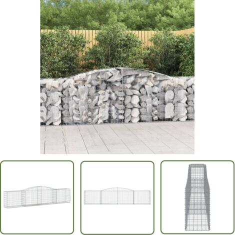 The Living Store Panier de gabions arqué 400x50x80/100 cm Fer galvanisé - Paniers De Gabions - Mur De Gabion - Clôture De Jardin - Décoration Jardin - Barrieres Jardin