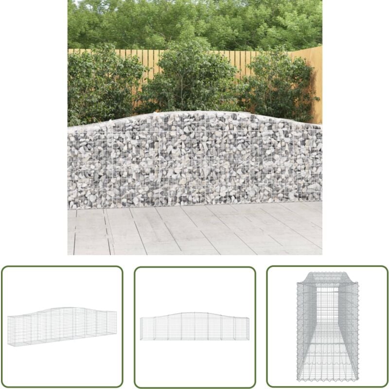 The Living Store - Panier de gabions arqué 400x50x80/100 cm Fer galvanisé - Paniers De Gabions - Mur De Gabion - Clôture De Jardin - Décoration