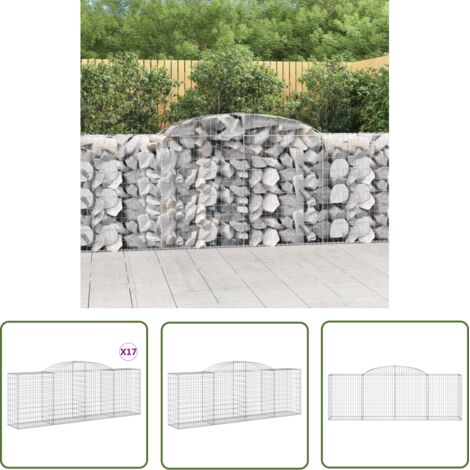 The Living Store Paniers à gabions arqués 10 pcs 300x50x100/120 cm fer galvanisé - Panier Gabion - Mur Gabion - Clôture Gabion - Décoration Jardin - Barrieres Jardin