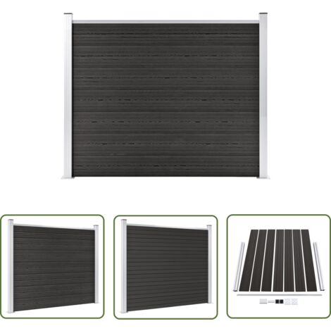 The Living Store Panneau de clôture WPC 180x146 cm Gris - Clôture De Jardin - Clôture Résidentielle - Clôture Composite - Clôture WPC - Barrière De Jardin