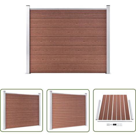 The Living Store Panneau de clôture WPC 180x146 cm Marron - Clôture De Jardin - Clôture Résidentielle - Clôture Composite - Clôture WPC - Barrière De Jardin