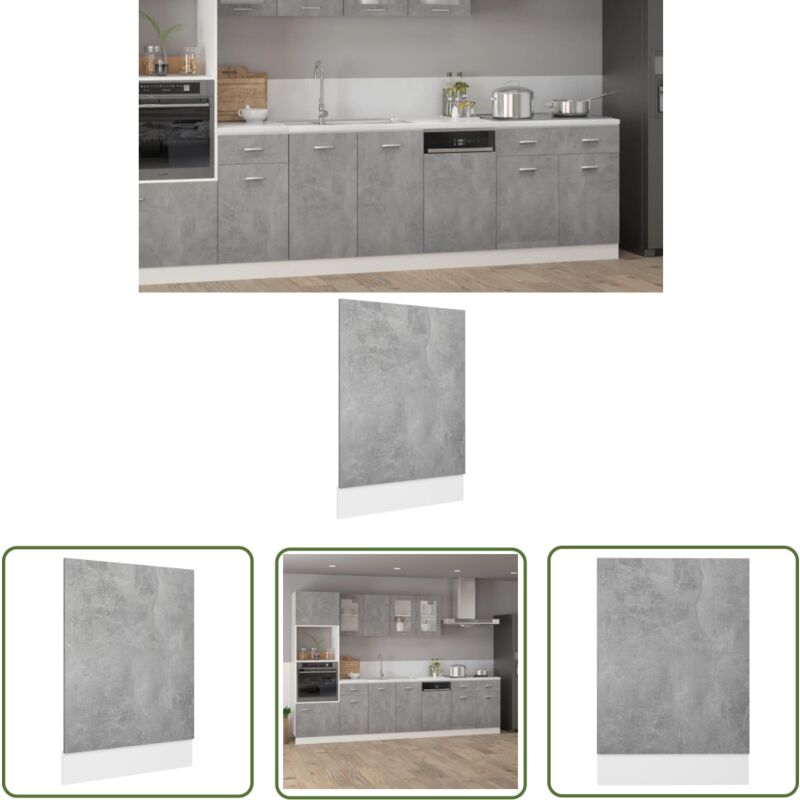 The Living Store - Panneau de lave-vaisselle Gris béton 45x3x67 cm Aggloméré - Panneau Lave Vaisselle - Meuble Cuisine - Armoire Cuisine - Protection