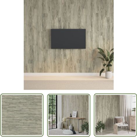 The Living Store – Panneau décoratif mural aspect bois gris PVC 2,06 m² – Texture réaliste – Pour salon, chambre ou bureau – Facile à installer