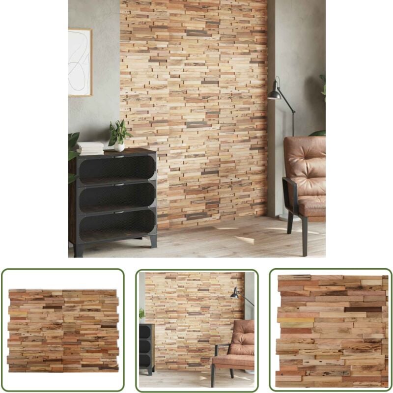 Panneaux de revêtement mural 10 pcs 1,03m² Bois de teck recyclé - Panneau Mural - Revêtements Muraux - Décoration Intérieure - Bois De Teck - Style