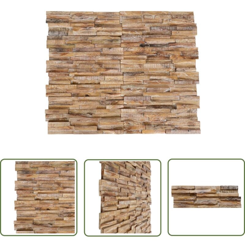 The Living Store - Panneaux de revêtement mural 3D 10 pcs 1,01 m² Bois de teck - Revêtement Mural - Lambris - Bois De Teck - Décoration Murale