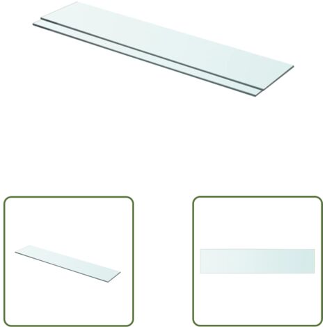 The Living Store Panneaux d'étagère 2 pcs Verre Transparent 70x15 cm - Etagere Murale - Étagère Transparente - Étagère Verre Trempé - Décoration Murale - Rangement Mural