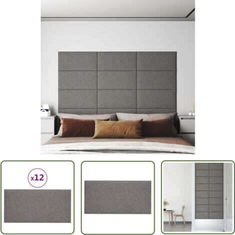 MAISON CHIC The Living Store - Panneaux muraux 12 pcs Gris clair 60x30 cm Tissu 2,16 m²
