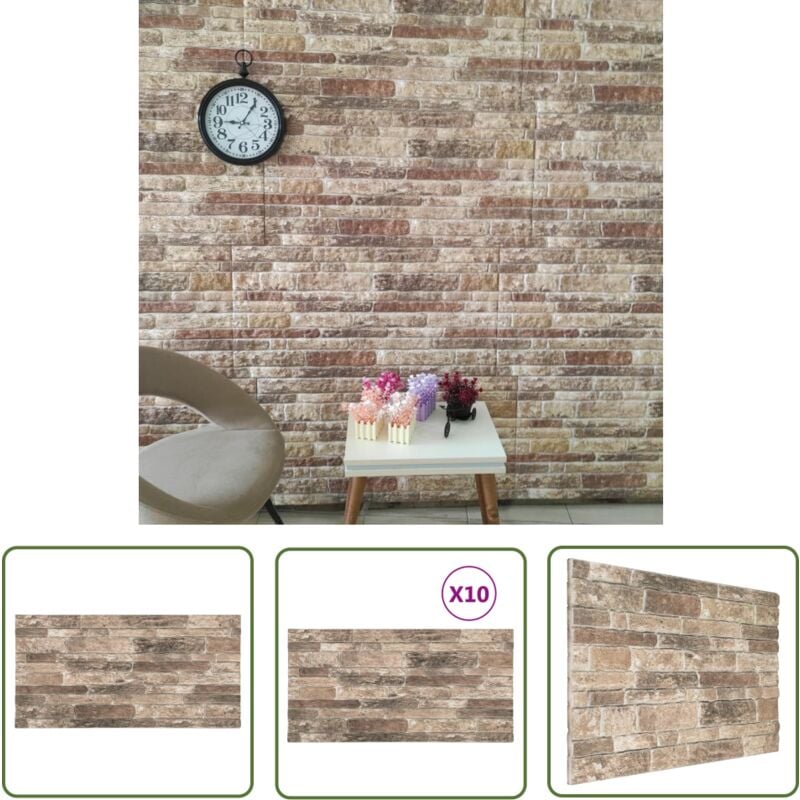 Panneaux muraux 3D avec design de brique multicolore 10 pcs eps - Panneau Mural 3D - Décoration Murale - Papier Peint 3D - Isolation Thermique