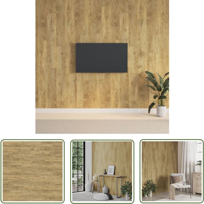 Panneaux muraux Aspect bois Marron pvc 2,06 m² - Panneau Mural - Revêtement Mural - Décorations Murales - Lambris - Aspect Bois - The Living Store