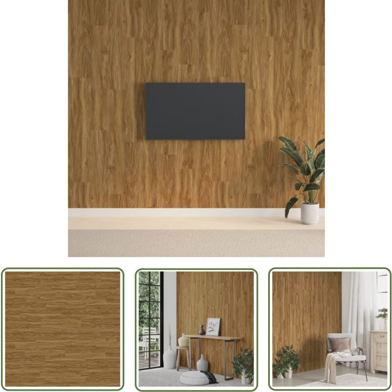 Panneaux muraux Aspect bois Marron pvc 2,06 m² - Panneau Mural - Revêtement Mural - Décorations Murales - Parquet Mural - Effet Bois - The Living