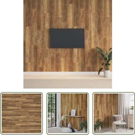 The Living Store Panneaux muraux Aspect bois Marron PVC 2,06 m² - Panneau Mural - Revêtement Mural - Décorations Murales - Lambris Pvc - Décor Chêne