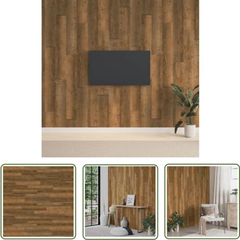 The Living Store Panneaux muraux Aspect bois Marron PVC 2,06 m² - Panneau Mural - Revêtement Mural - Décorations Murales - Parquet Imitation Bois - Lambris Pvc