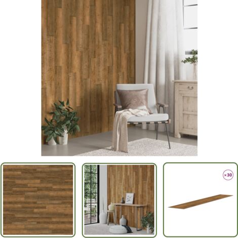 The Living Store Panneaux muraux Aspect bois Marron PVC 4,12 m² - Panneau Mural - Papier Peint Effet Bois - Décoration Murale - Revêtement Mural - Mur Habillé