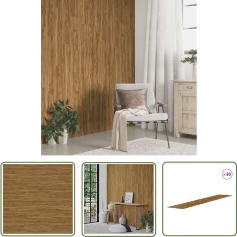 The Living Store Panneaux muraux Aspect bois Marron PVC 4,12 m² - Panneau Mural - Papier Peint Effet Bois - Revêtement Mural - Décoration Murale - Mur Habillé