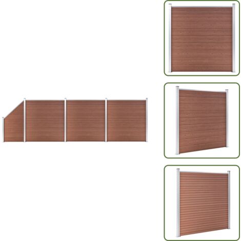 The Living Store Pannelli Recinzione 3 Quadrati 1 Inclinato 619x186cm Marrone - Pannelli in WPC