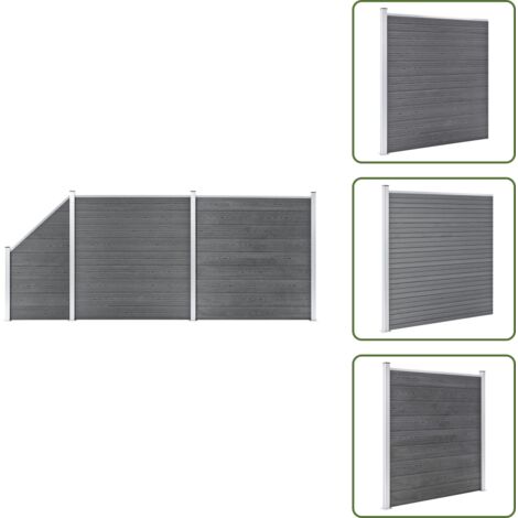 The Living Store Pannelli Recinzione WPC 2 Quadrati 1 Inclinato 446x186 cm Grigi - Pannelli di recinzione