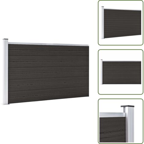 The Living Store Pannello di Recinzione in WPC 175x105 cm Nero - Pannello di recinzione