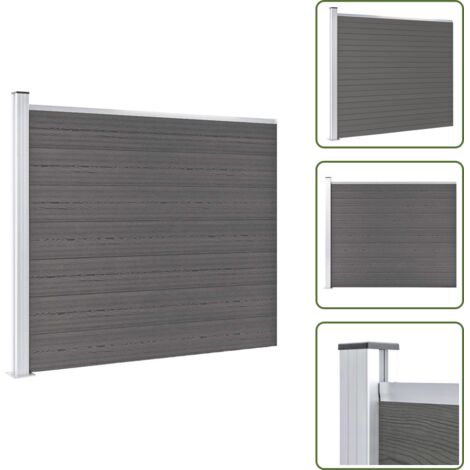 The Living Store Pannello di Recinzione in WPC 175x146 cm Grigio - Pannello di recinzione