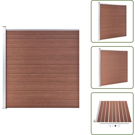 The Living Store Pannello di Recinzione in WPC 175x186 cm Marrone - Pannello di recinzione