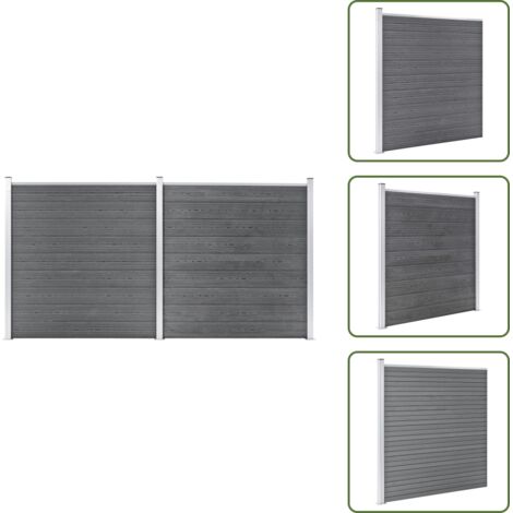 The Living Store Pannello di Recinzione in WPC 353x186 cm Grigio - Pannello di recinzione