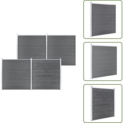 The Living Store Pannello di Recinzione in WPC 699x186 cm Grigio - Pannello in WPC