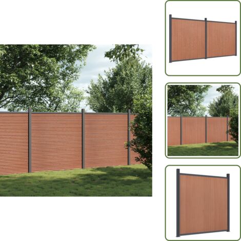The Living Store Pannello di Recinzione Marrone 353x186 cm in WPC - Recinzione residenziale