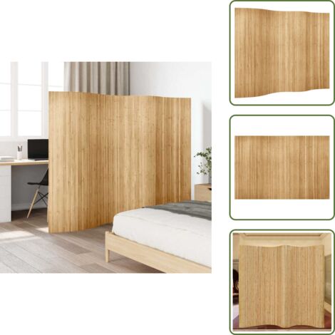 The Living Store Pannello Divisore per la Stanza in Bambù Naturale Larghezza 250 cm Altezza 165 cm - Paravento per stanza