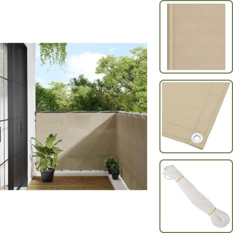 The Living Store Pantalla de balcón 100% poliéster Oxford beige 120x700 cm - Privacidad