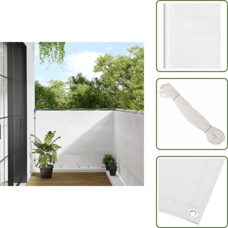 The Living Store Pantalla de balcón 100% poliéster Oxford blanco 120x700 cm - Privacidad