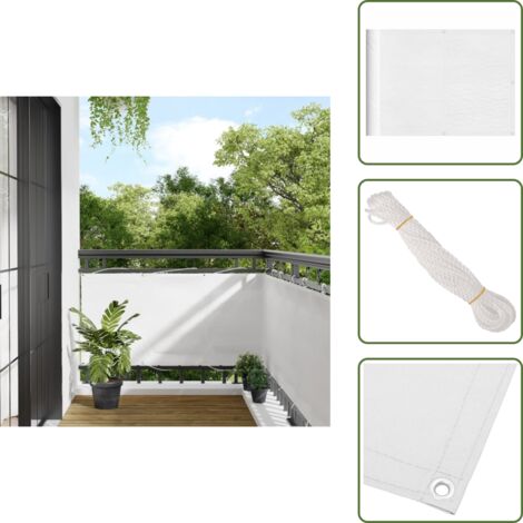 The Living Store Pantalla de balcón 100% poliéster Oxford blanco 75x800 cm - Privacidad