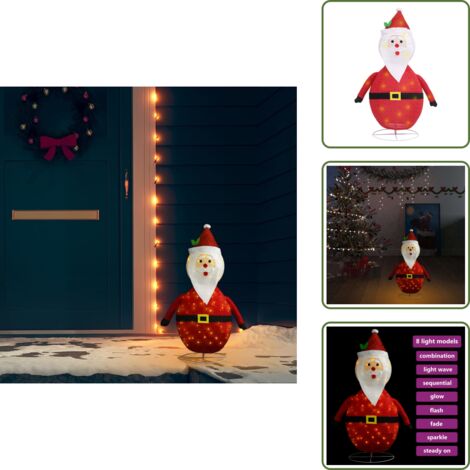The Living Store Papá Noel de Navidad decorativo con LED tela lujosa 60 cm - Decoración navideña