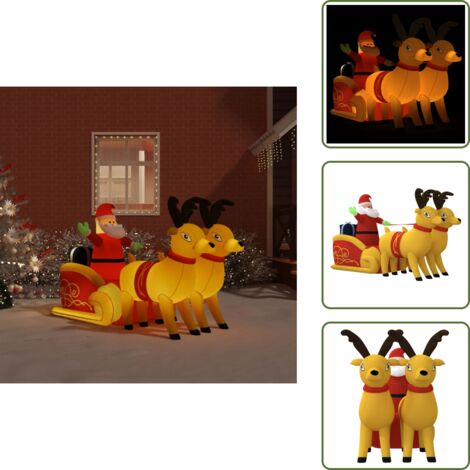 The Living Store Papá Noel y renos de Navidad inflables con LED 130 cm - Renos de Navidad