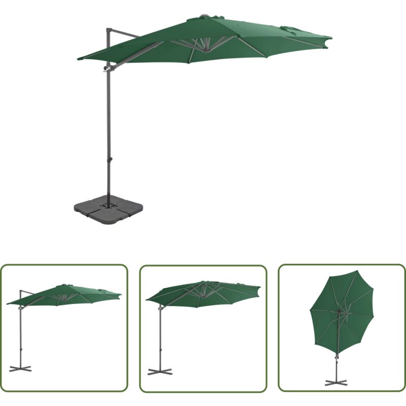The Living Store - Parasol de jardin avec base portable vert - Parapluie De Jardin - Parasol Extérieur - Parasol Rectangulaire - Parasol Vert