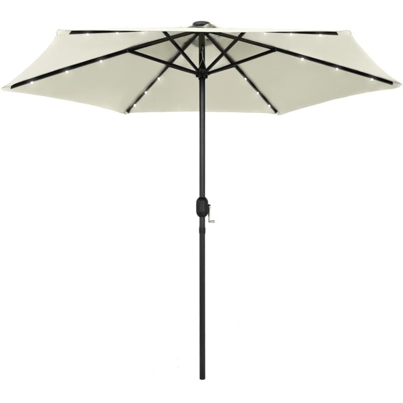 Parasol avec led et mât en aluminium 270 cm Blanc sable The Living Store Blanc