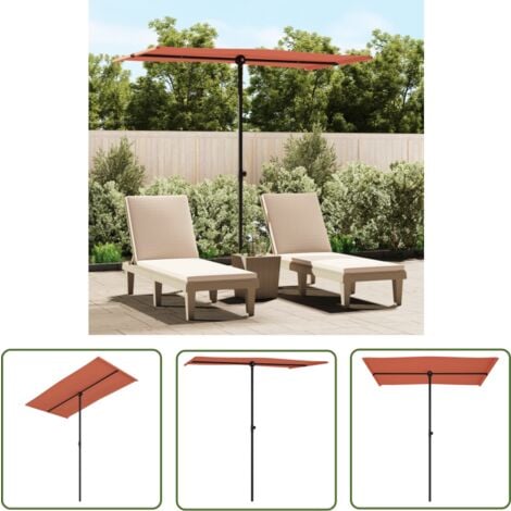 The Living Store Parasol de jardin avec mât en aluminium 180x110 cm Terre cuite - Parasol De Jardin - Parasol Exterieur - Parasol Rectangulaire - Parasol Terrasse - Ombre Solaire
