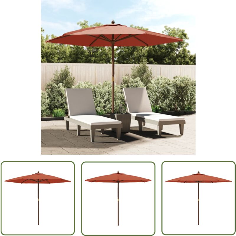The Living Store - Parasol de jardin avec mât en bois terre cuite 299x240 cm - Parasol De Jardin - Parasol Exterieur - Parasol Rectangulaire