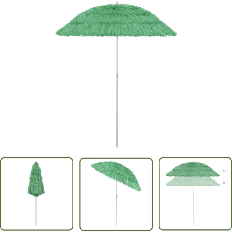 Parasol de plage Hawaii vert 180 cm - Parasol De Plage - Parasol Hawaï - Parasol Vert - Parasol Inclinable - Parasol Extérieur - The Living Store