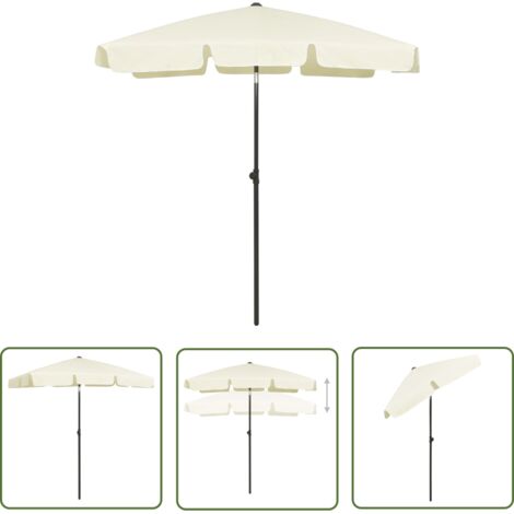 The Living Store Parasol de plage jaune sable 180x120 cm - Parasol De Plage - Parasol Extérieur - Parasol Inclinable - Parasol Résistant Aux UV - Parasol Jaune